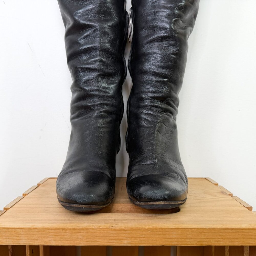 Tall Black Italian Leather Over the Knee Boots Size 37 - Picture 6 of 8